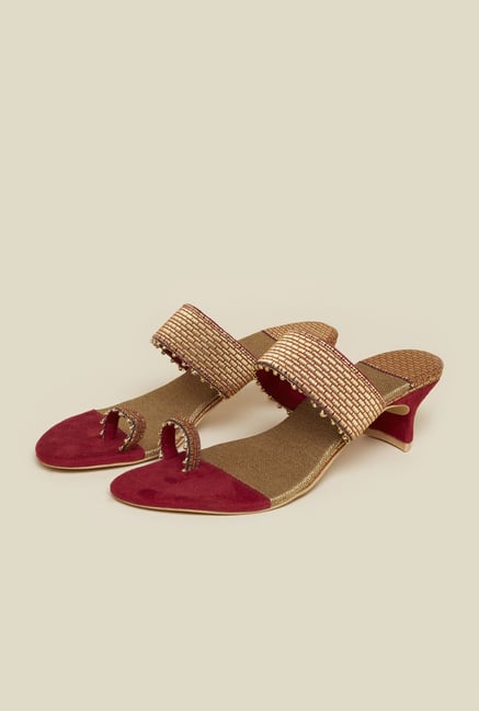 Mochi Maroon Toe Ring Ethnic Sandals Mochi Maroon Toe Ring Ethnic Sandals