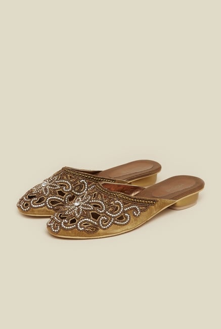 Mochi Antique Gold Flat Sandals Mochi Antique Gold Flat Sandals