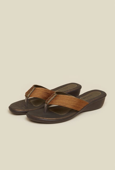 Mochi Bronze Wedge Heel Thongs Mochi Bronze Wedge Heel Thongs