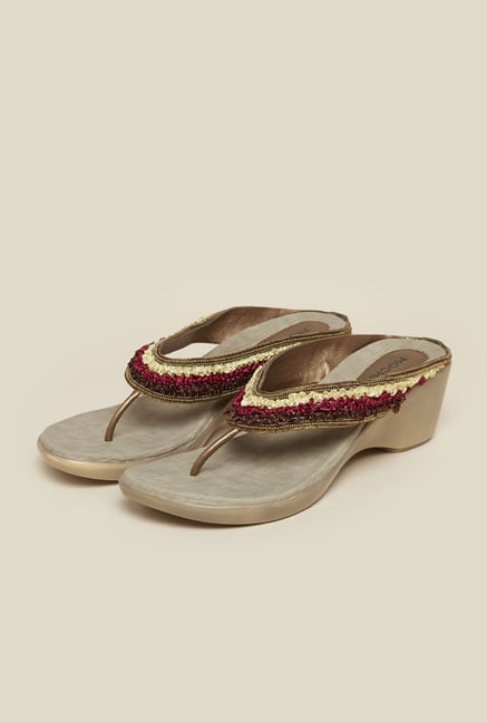 Mochi Copper Wedge Heel Thongs Mochi Copper Wedge Heel Thongs