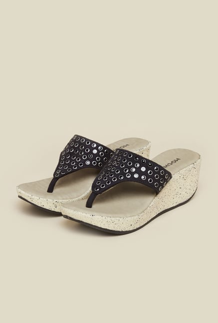 Mochi Black Stud Wedges Mochi Black Stud Wedges