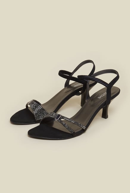 Mochi Black Back Strap Stilettos Mochi Black Back Strap Stilettos