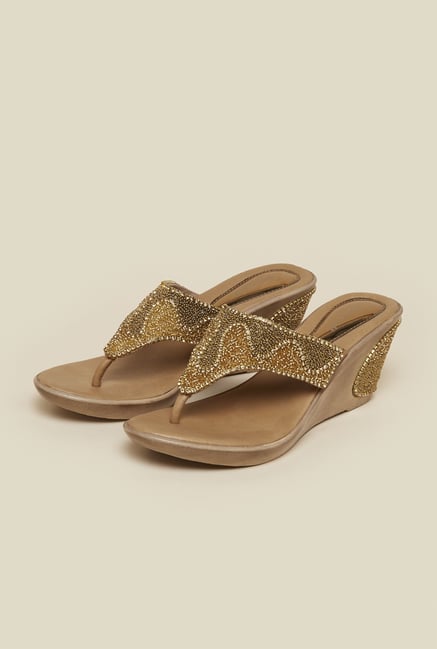 Mochi Antique Gold Ethnic Wedges Mochi Antique Gold Ethnic Wedges