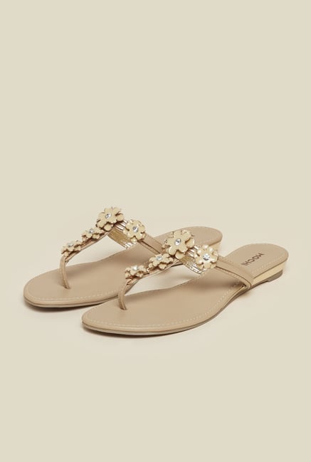 Mochi Beige Floral Sandals Mochi Beige Floral Sandals
