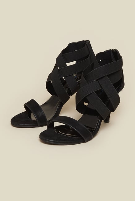 Mochi Black Cross Strap Cone Sandals Mochi Black Cross Strap Cone Sandals