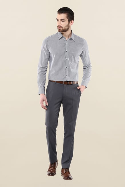 Turtle White & Black Striped Formal Shirt Turtle White & Black Striped Formal Shirt