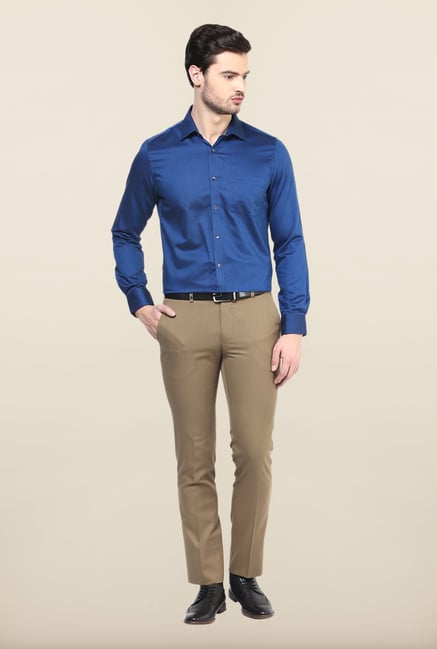 Turtle Blue Solid Formal Shirt Turtle Blue Solid Formal Shirt