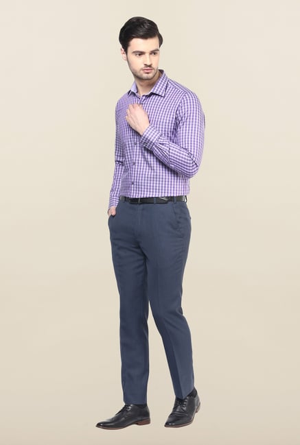 Turtle Purple Checks Formal Shirt Turtle Purple Checks Formal Shirt
