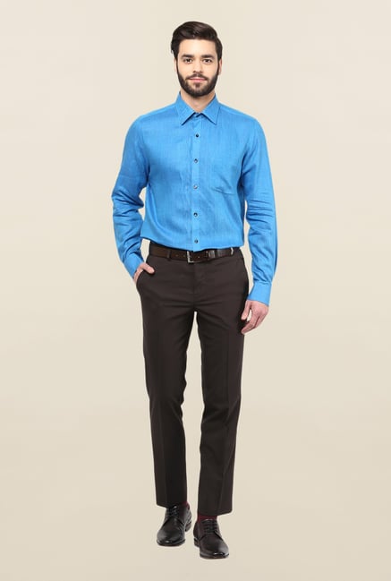 Turtle Blue Solid Formal Shirt Turtle Blue Solid Formal Shirt