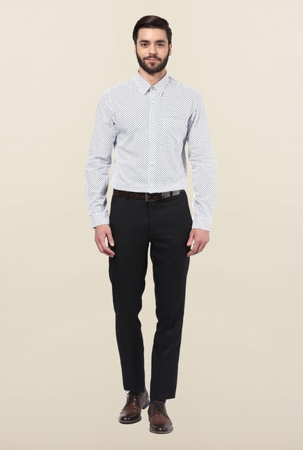 Turtle White & Blue Printed Formal Shirt Turtle White & Blue Printed Formal Shirt