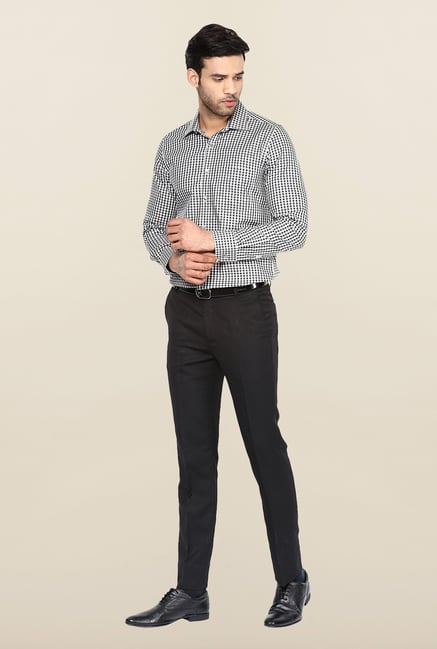 Turtle White & Black Checks Formal Shirt Turtle White & Black Checks Formal Shirt