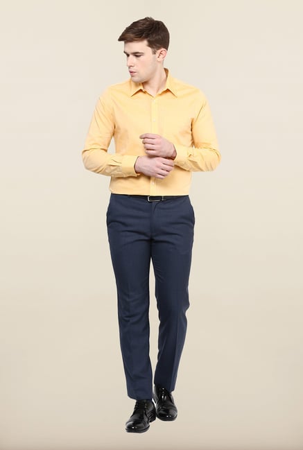 Turtle Yellow Solid Formal Shirt Turtle Yellow Solid Formal Shirt