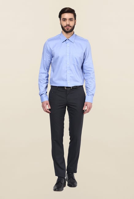 Turtle Blue Solid Formal Shirt Turtle Blue Solid Formal Shirt