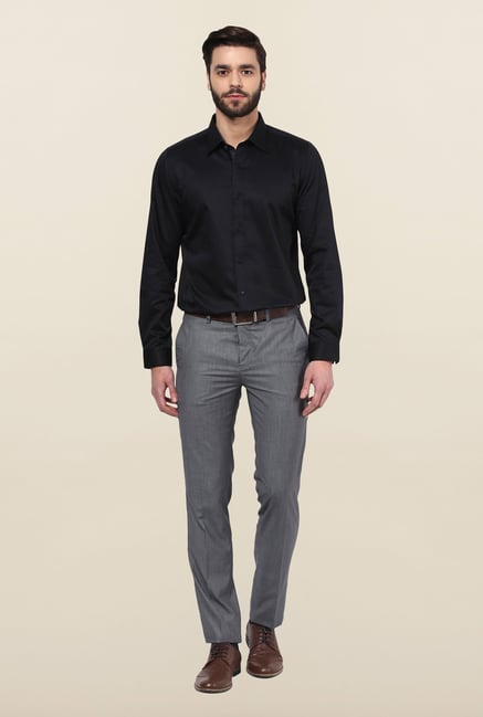 Turtle Grey Solid Formal Trousers Turtle Grey Solid Formal Trousers