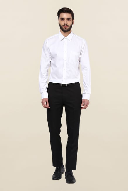 Turtle White Solid Formal Shirt Turtle White Solid Formal Shirt