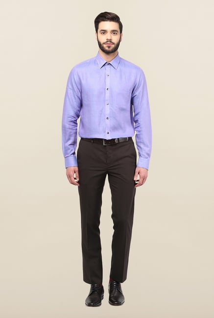 Turtle Brown Textured Formal Trousers Turtle Brown Textured Formal Trousers