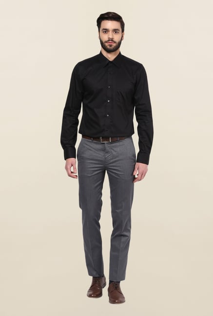 Turtle Black Solid Formal Shirt Turtle Black Solid Formal Shirt