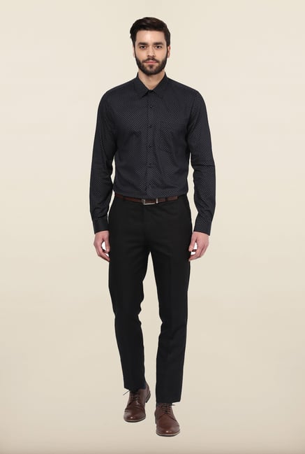 Turtle Black Printed Formal Shirt Turtle Black Printed Formal Shirt