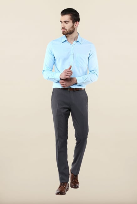 Turtle Blue Textured Formal Shirt Turtle Blue Textured Formal Shirt