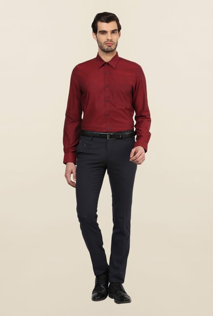 Turtle Maroon Textured Formal Shirt Turtle Maroon Textured Formal Shirt