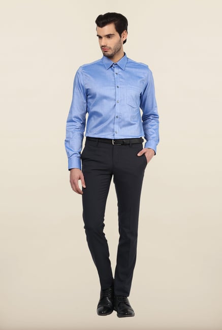 Turtle Blue Textured Formal Shirt Turtle Blue Textured Formal Shirt