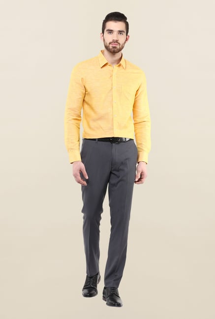 Turtle Yellow Solid Linen Formal Shirt Turtle Yellow Solid Linen Formal Shirt