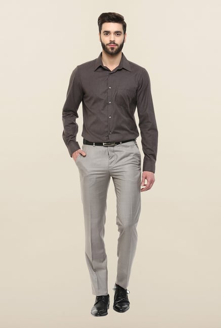 Turtle Grey Solid Formal Trousers Turtle Grey Solid Formal Trousers