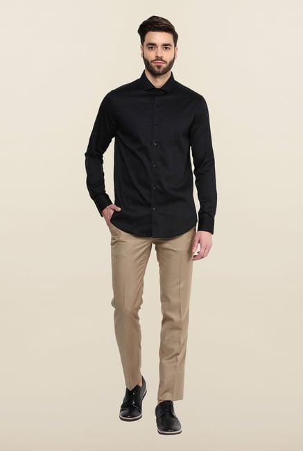 Turtle Khaki Solid Formal Trousers Turtle Khaki Solid Formal Trousers