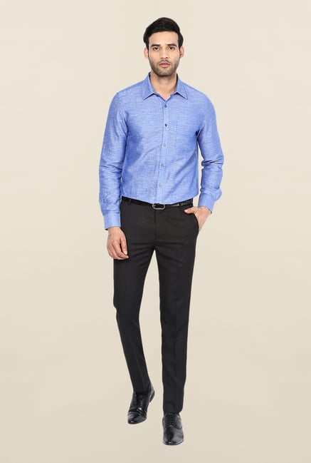 Turtle Blue Solid Linen Formal Shirt Turtle Blue Solid Linen Formal Shirt