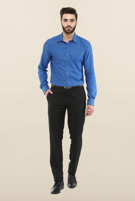 Turtle Royal Blue Textured Formal Shirt Turtle Royal Blue Textured Formal Shirt