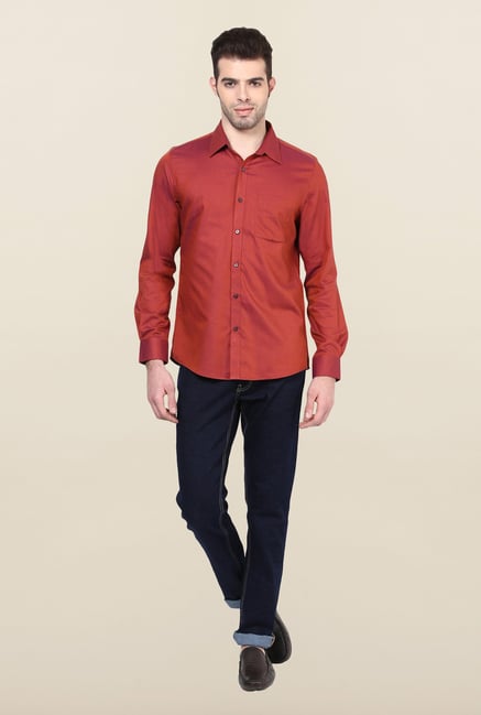 Turtle Red Textured Formal Shirt Turtle Red Textured Formal Shirt
