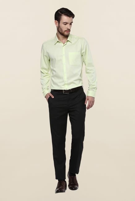 Turtle Lime Green Textured Formal Shirt Turtle Lime Green Textured Formal Shirt