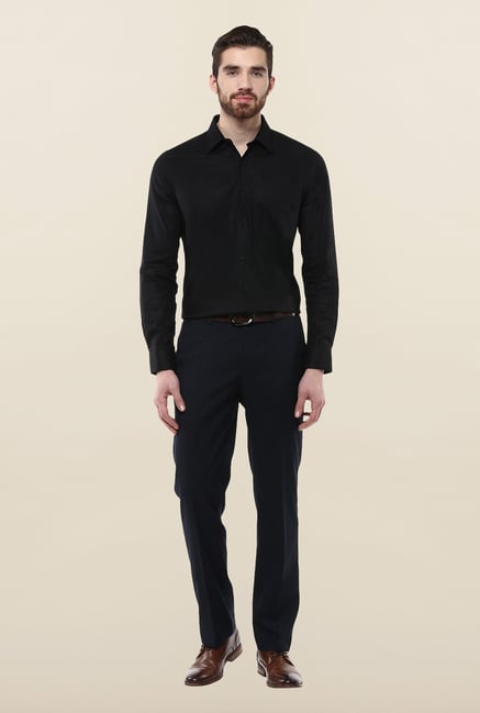 Turtle Black Textured Formal Shirt Turtle Black Textured Formal Shirt