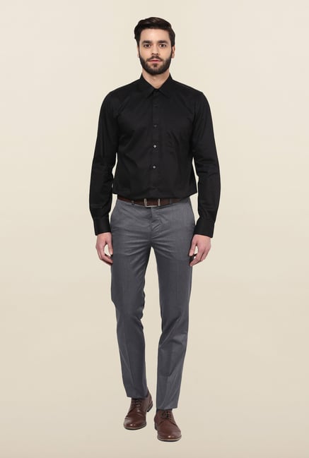 Turtle Grey Textured Formal Trousers Turtle Grey Textured Formal Trousers