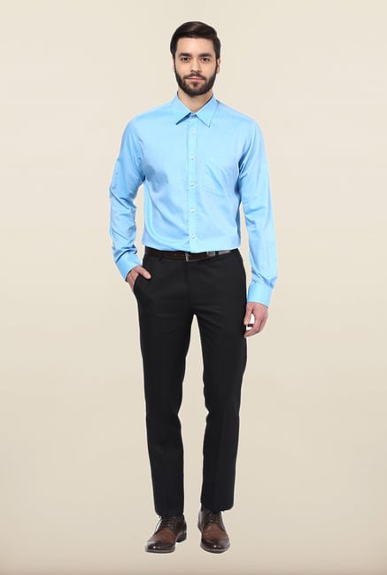 Turtle Blue Solid Formal Shirt Turtle Blue Solid Formal Shirt