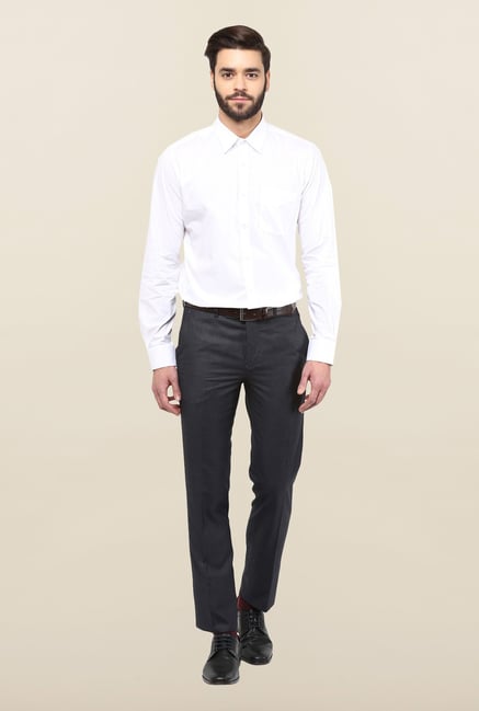 Turtle Dark Grey Solid Formal Trousers Turtle Dark Grey Solid Formal Trousers