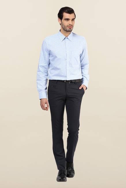 Turtle Blue & White Checks Formal Shirt Turtle Blue & White Checks Formal Shirt