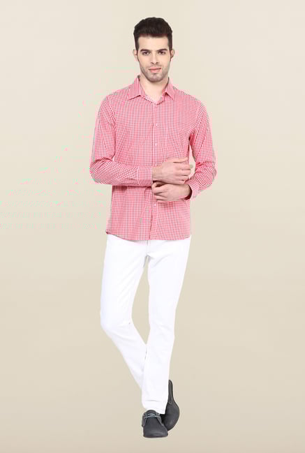 Turtle Red & White Checks Formal Shirt Turtle Red & White Checks Formal Shirt