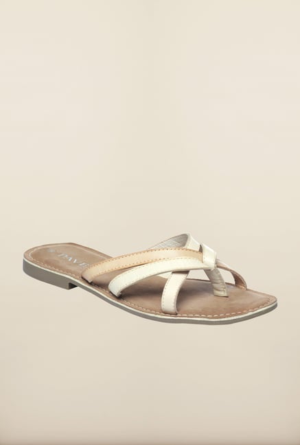 Pavers England Beige & White Cross Strap Sandals Pavers England Beige & White Cross Strap Sandals