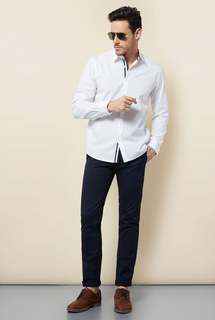 Cottonworld Navy Solid Chinos Cottonworld Navy Solid Chinos