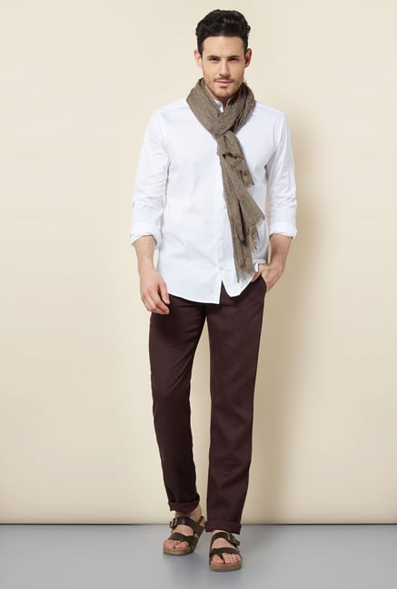 Cottonworld White Solid Casual Shirt Cottonworld White Solid Casual Shirt