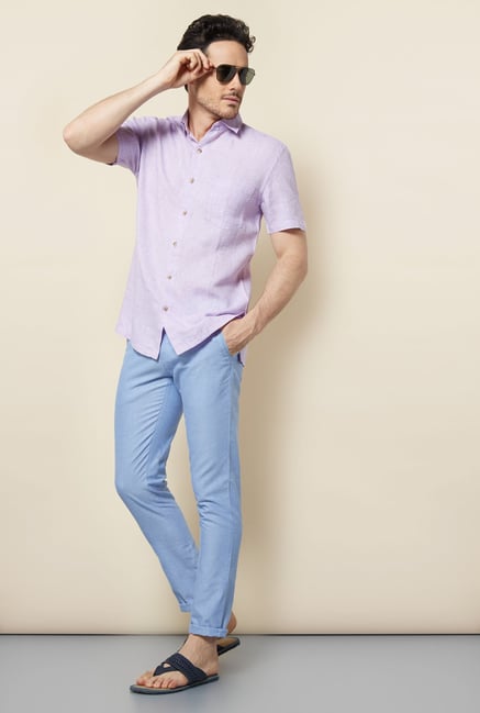 Cottonworld Lavender Solid Casual Shirt Cottonworld Lavender Solid Casual Shirt