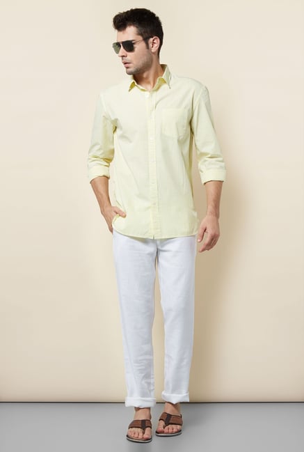 Cottonworld Yellow Checks Casual Shirt Cottonworld Yellow Checks Casual Shirt