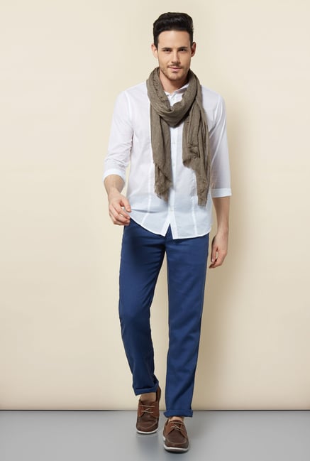 Cottonworld White Solid Casual Shirt Cottonworld White Solid Casual Shirt