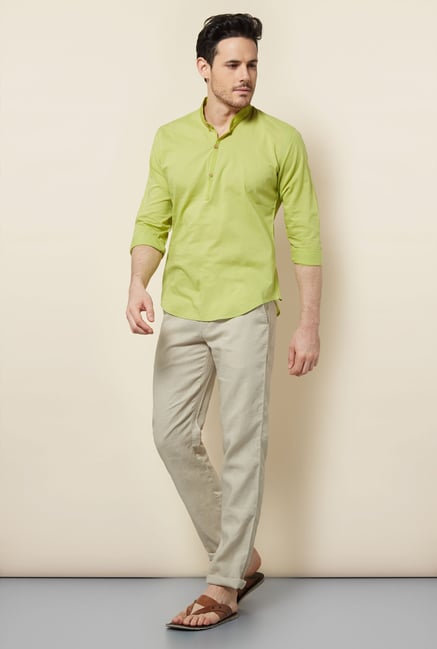 Cottonworld Green Solid Casual Shirt Cottonworld Green Solid Casual Shirt