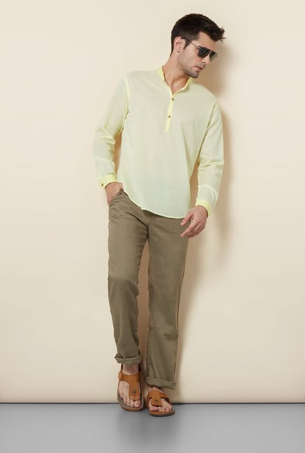 Cottonworld Lime Solid Casual Shirt Cottonworld Lime Solid Casual Shirt