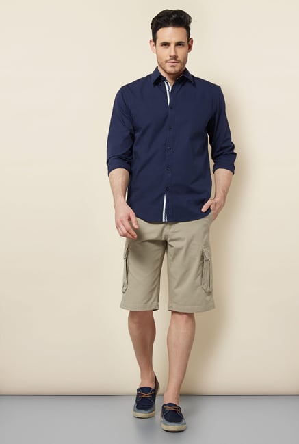 Cottonworld Navy Solid Casual Shirt Cottonworld Navy Solid Casual Shirt