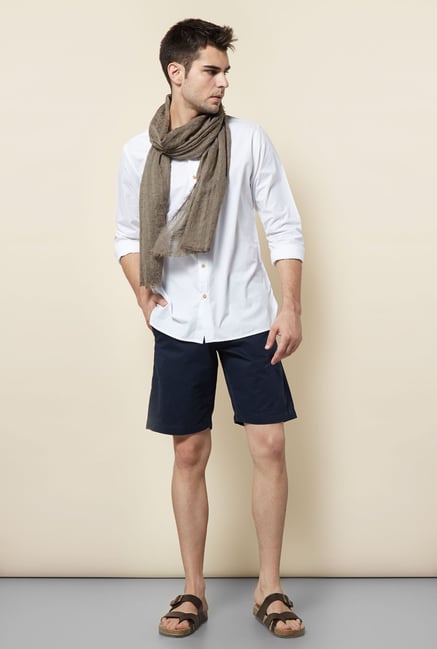 Cottonworld White Solid Casual Shirt Cottonworld White Solid Casual Shirt