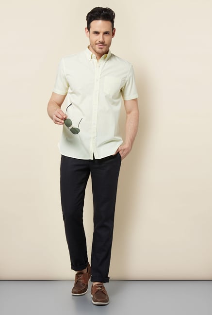 Cottonworld Yellow Striped Casual Shirt Cottonworld Yellow Striped Casual Shirt