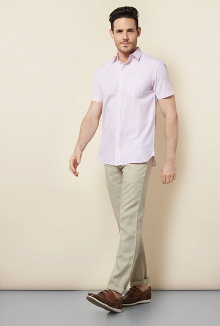 Cottonworld Pink Striped Casual Shirt Cottonworld Pink Striped Casual Shirt